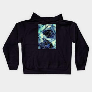 Abstract Blue and Green Roses Kids Hoodie